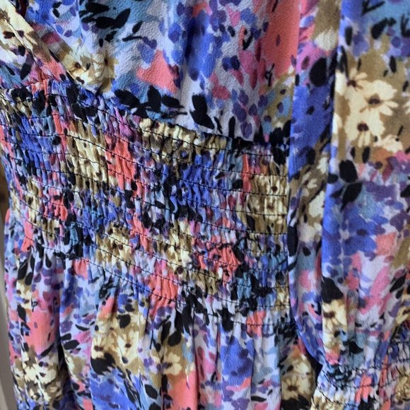 023 - M&S X GHOST Floral Fixed Wrap Top UK 12 V Neck Long Sleeve Shirred NEW - Picture 3 of 8